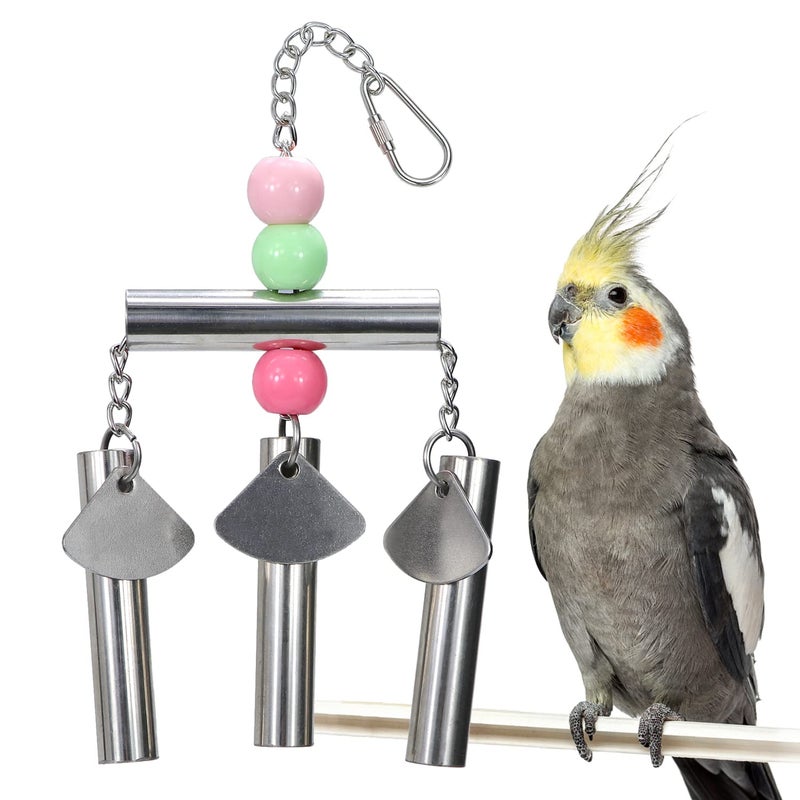 Litewoo Bird Stainless Steel Bell Toys, Safe and Stable Hanging Spoons Pipe Chew Bite Toyï¼ˆBï¼‰ - Image 1